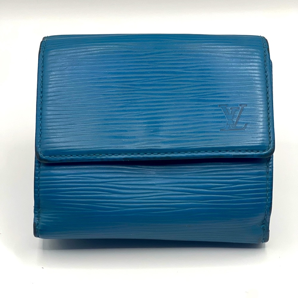 AUTHENTIC LOUIS VUITTON BLUE EPI BIGOLD WALLET WITH COIN POUCH. UNISEX